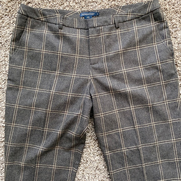 Pendleton Virgin Wool Plaid Pants Womens Size 16 Dress Casual Pants Brown - Picture 3 of 8